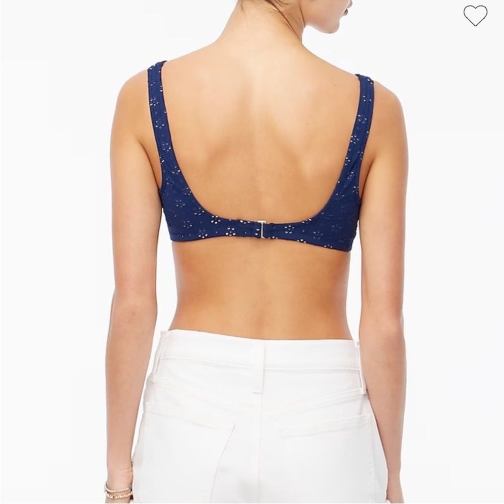 J.Crew Eyelet Scoop Bikini Top in Navy | Small - Picture 3 of 10